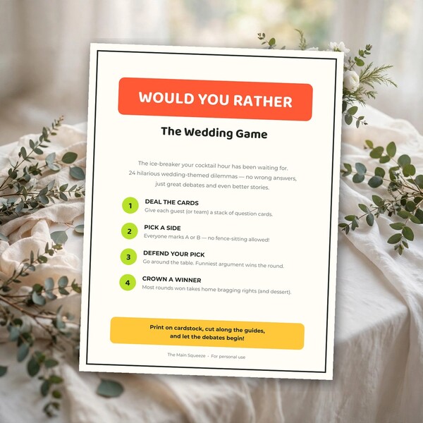 Would You Rather - Wedding Game (Printable)