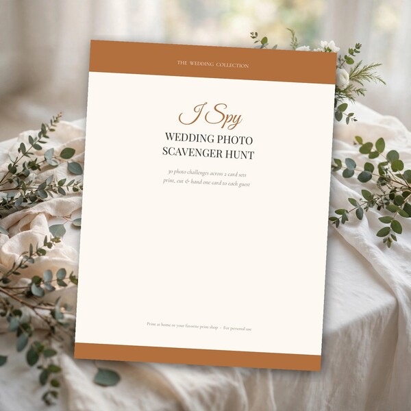 Wedding Photo Scavenger Hunt Game (Printable PDF)
