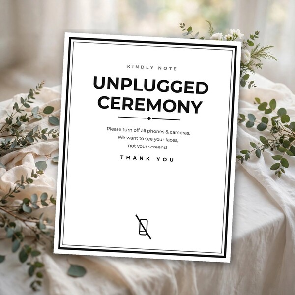 Unplugged Ceremony + Pick a Seat Signs (Printable, 8x10)