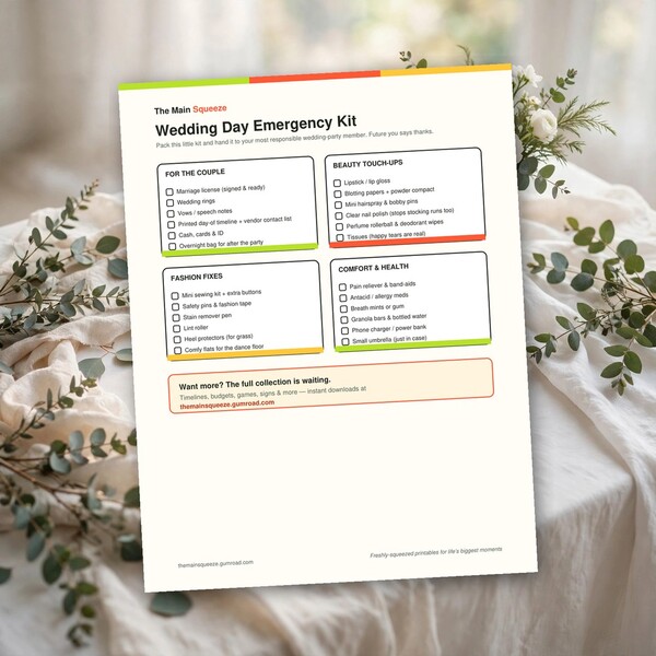 Wedding Day Emergency Kit Checklist (Free PDF)