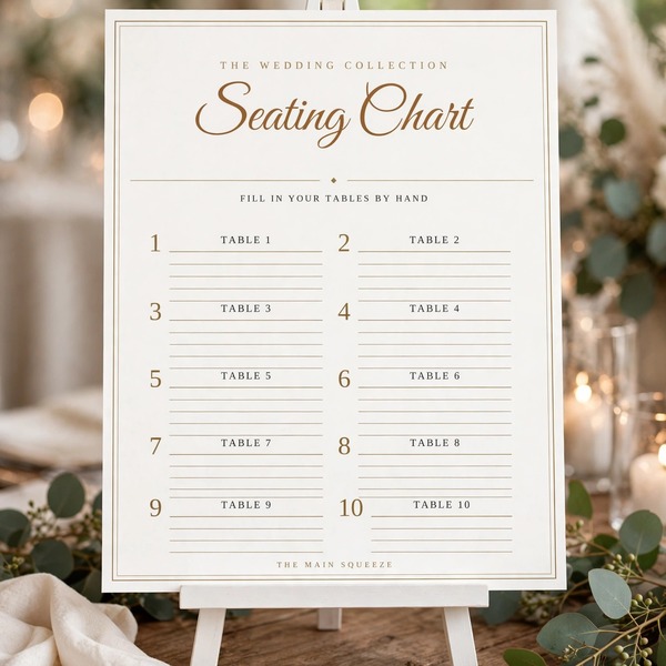 Wedding Seating Chart — Blank Fillable Printable (PDF)
