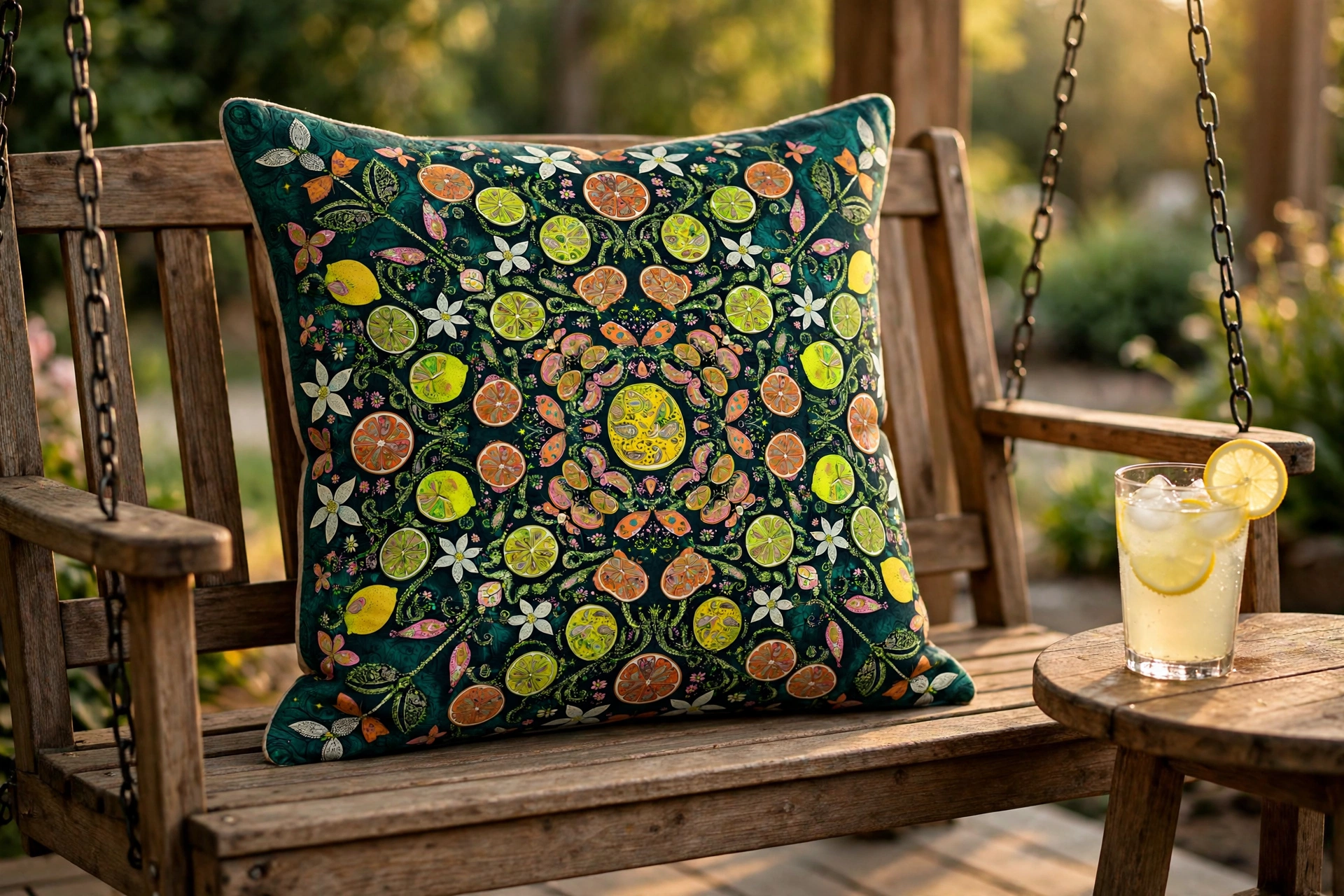 Citrus Blossom Butterfly Throw Pillow